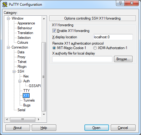 putty x11 forwarding xming